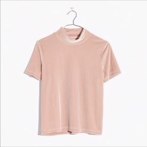 Madewell velvet mock neck in Avalon pink